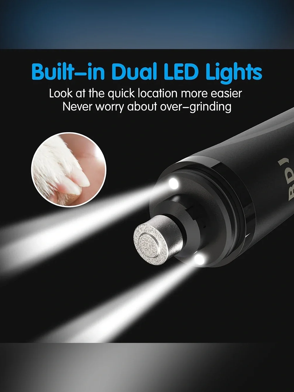 BDJ Dog Nail Grinder | 3 Speed | Rechargeable | Electric Nail Clipper